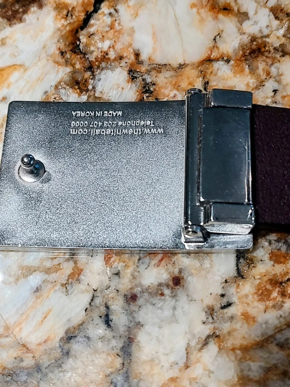 Men's Brown Italian Leather THE WHITE BALL Belt with Silver Tone Buckle
